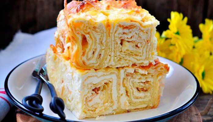 Баница из лаваша с творогом