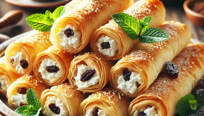 Трубочки с творогом из теста фило