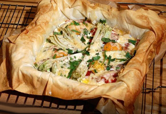 Королевская яичница на тесте фило