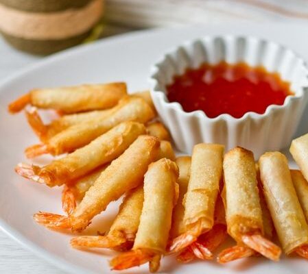 Креветки с имбирем в тесте фило