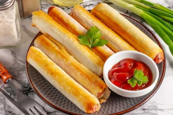 Сосиски в тесте фило