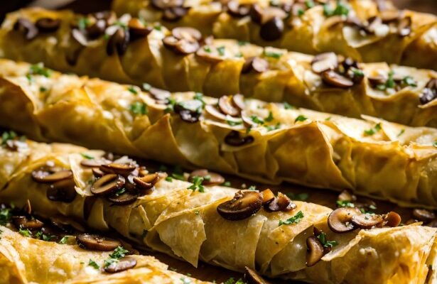 Роллини с грибами из теста фило